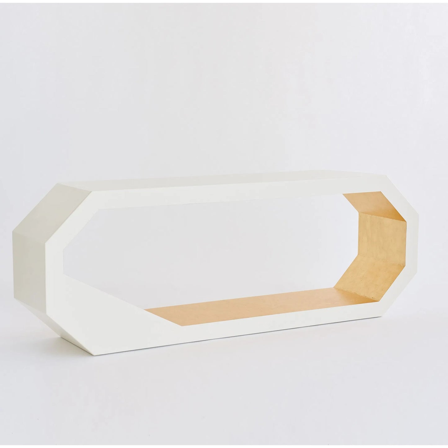 008 SR-701174 | Additional Silo | Facet Console by Global Views in gold leaf, polyurethane lacquer inner wood, ivory, polyurethane lacquer outer wood. Made from mdf, pine in a modern style.