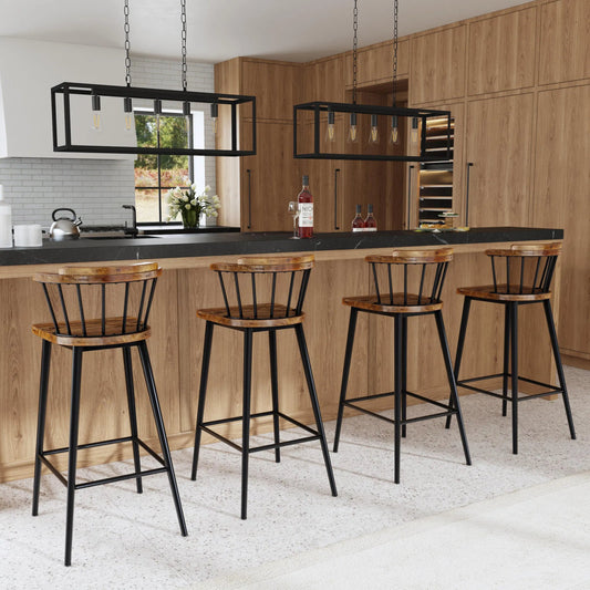 Merrick Bar Stool by Butler Specialty Company in natural. Made from iron, mango wood in a modern style.