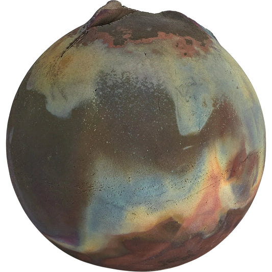 Fissure Torn Ball by Global Views in raku. Made from ceramic raku in a rustic style.