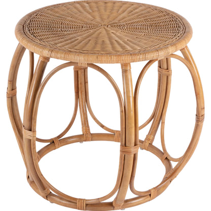Savannah Round Woven Rattan End Table by Butler Specialty Company in natural. Made from rattan in a rustic style.