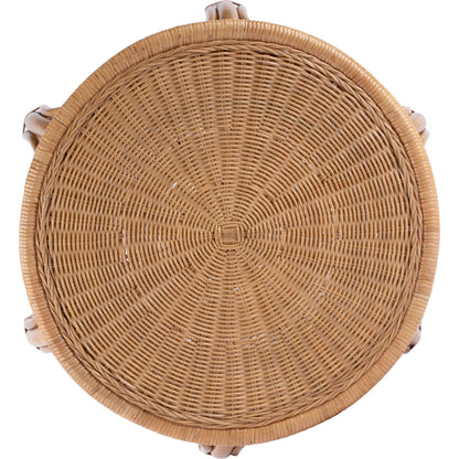 Savannah Round Woven Rattan End Table by Butler Specialty Company in natural. Made from rattan in a rustic style.
