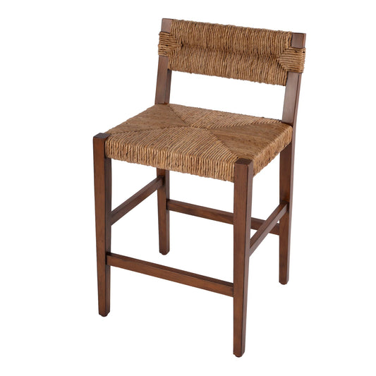 Valencia Woven Counter Stool by Butler Specialty Company in dark brown. Made from mahogany, banana leaf, plywood in a unique style.
