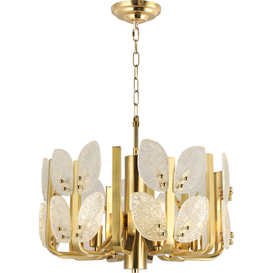 Brass Tax 6 Light Chandelier by Varaluz in gold. Made from steel in a unique style.