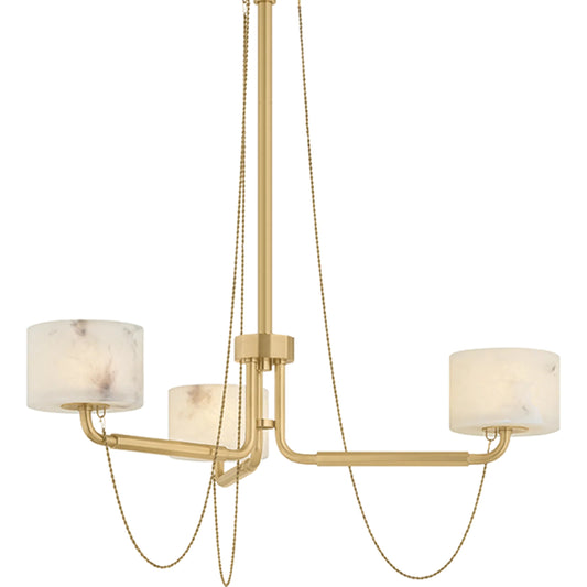 Bunda Chandelier by Corbett in vintage brass. Made from steel in a unique style.