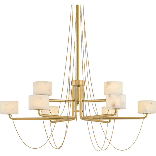 Bunda Chandelier by Corbett in vintage brass. Made from steel in a unique style.