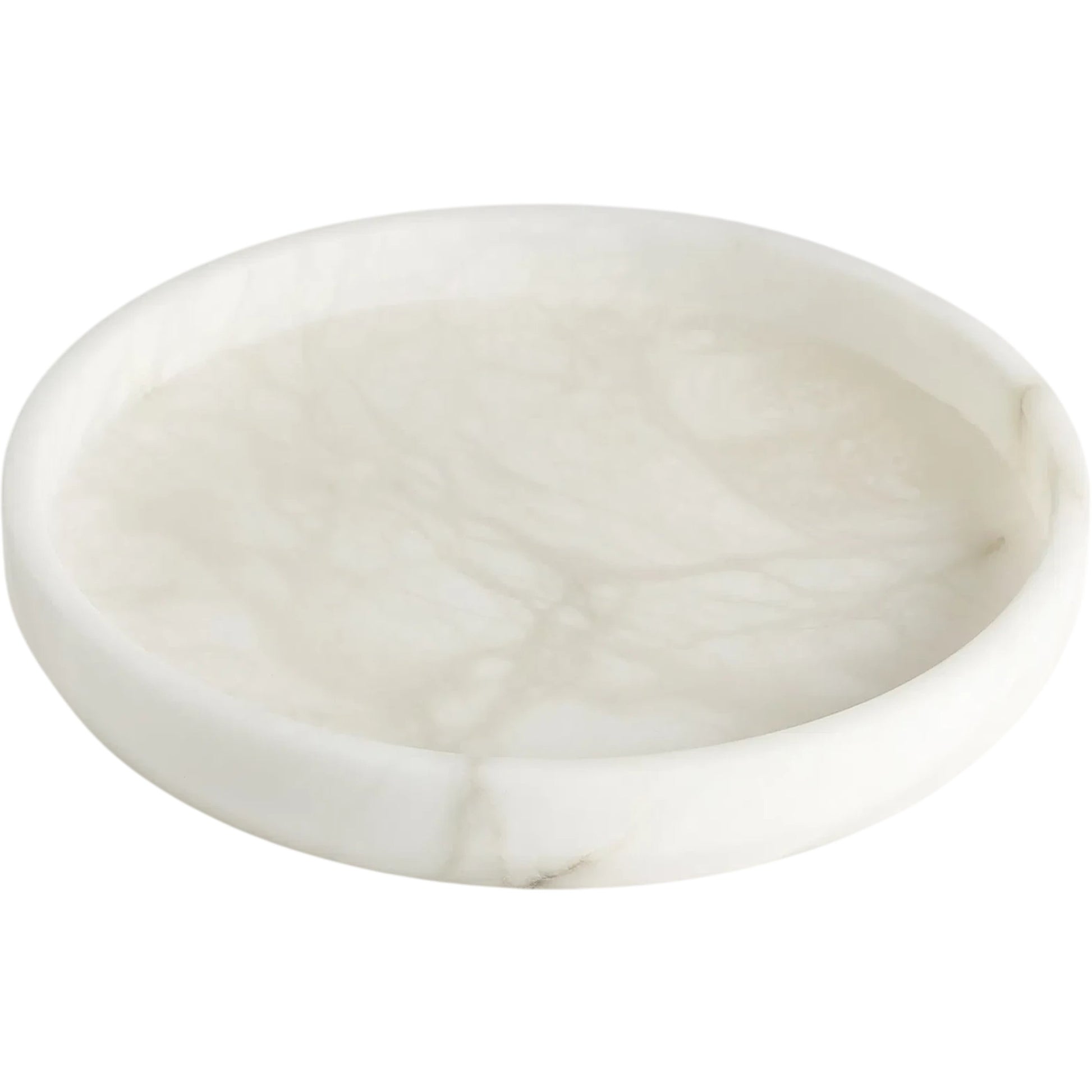 Alabaster Tapered Round Tray by Global Views in white. Made from alabaster in a modern style.