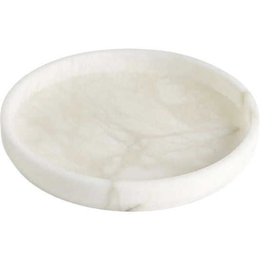 Alabaster Tapered Round Tray by Global Views in white. Made from alabaster in a unique style.