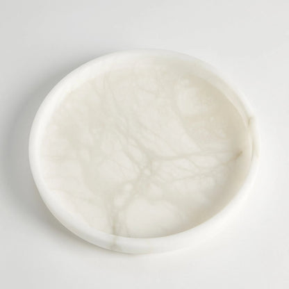 Alabaster Tapered Round Tray by Global Views in white. Made from alabaster in a modern style.