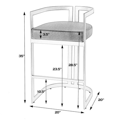 Clarence Bar Height Stool by Butler Specialty Company. Made from stainless steel, plyboard, foam, faux leather in a modern style.