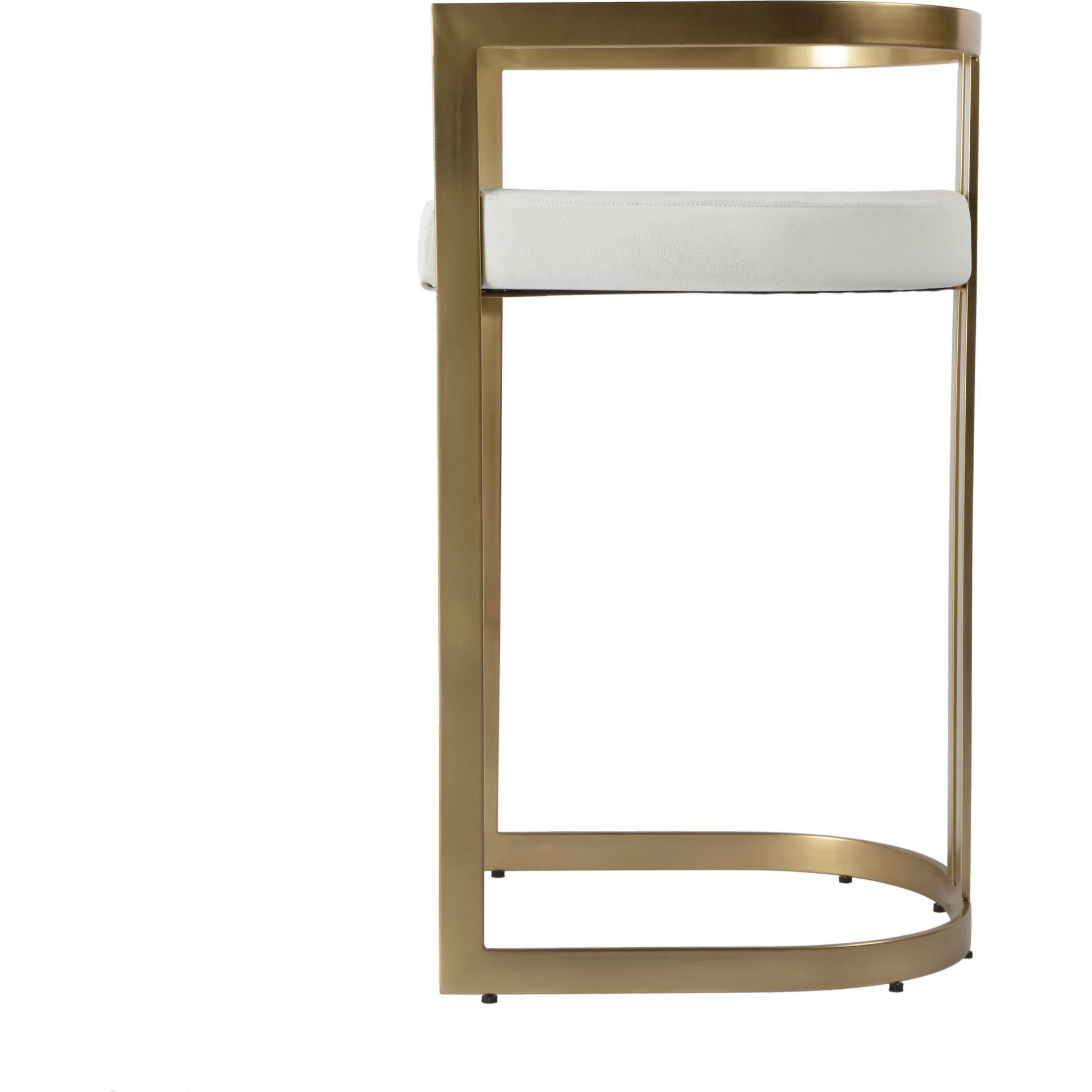 Clarence Bar Height Stool by Butler Specialty Company. Made from stainless steel, plyboard, foam, faux leather in a modern style.