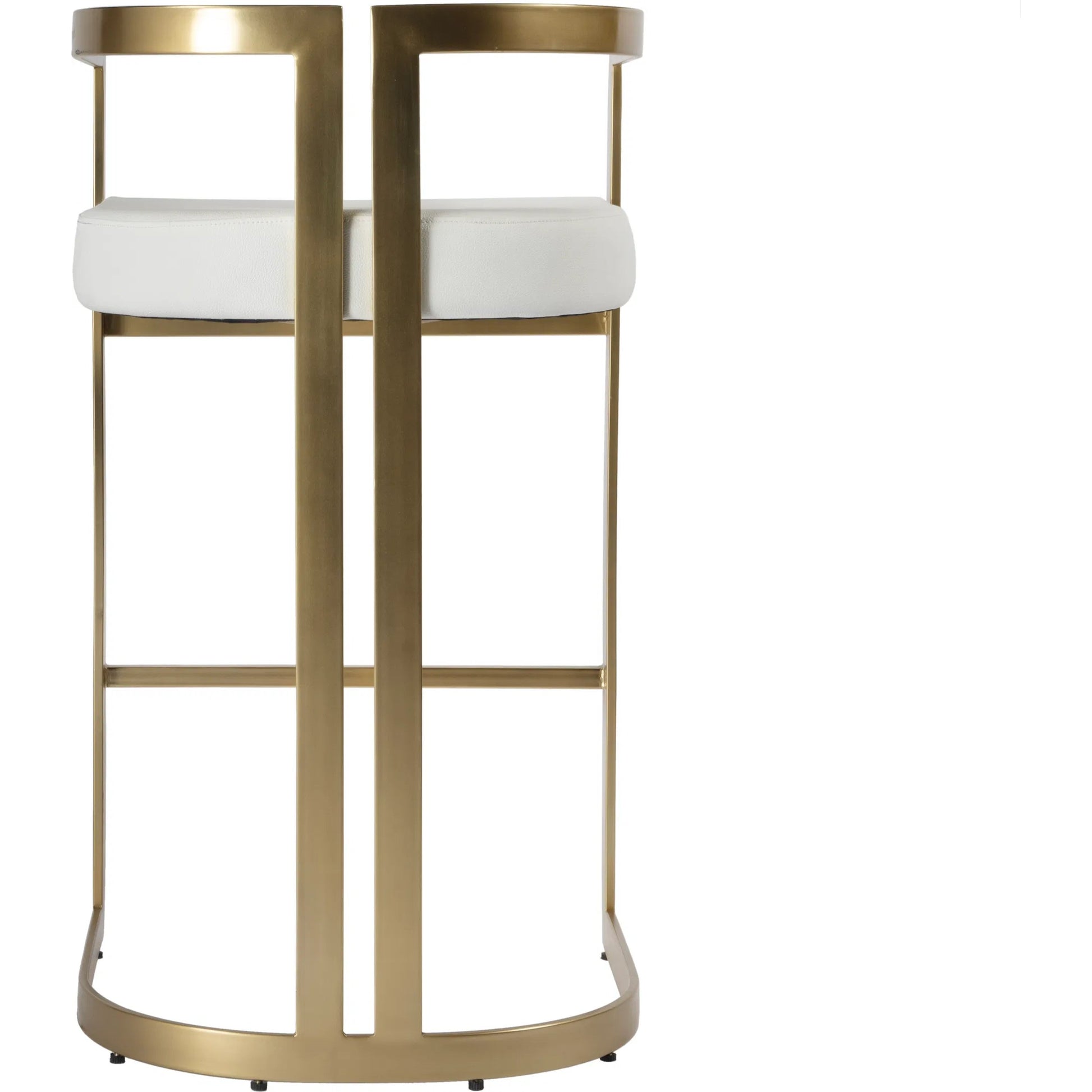 Clarence Bar Height Stool by Butler Specialty Company. Made from stainless steel, plyboard, foam, faux leather in a modern style.