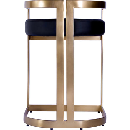 Clarence Dining Stool by Butler Specialty Company. Made from stainless steel, plyboard, foam, faux leather in a modern style.
