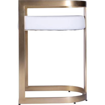 Clarence Dining Stool by Butler Specialty Company. Made from stainless steel, plyboard, foam, faux leather in a modern style.