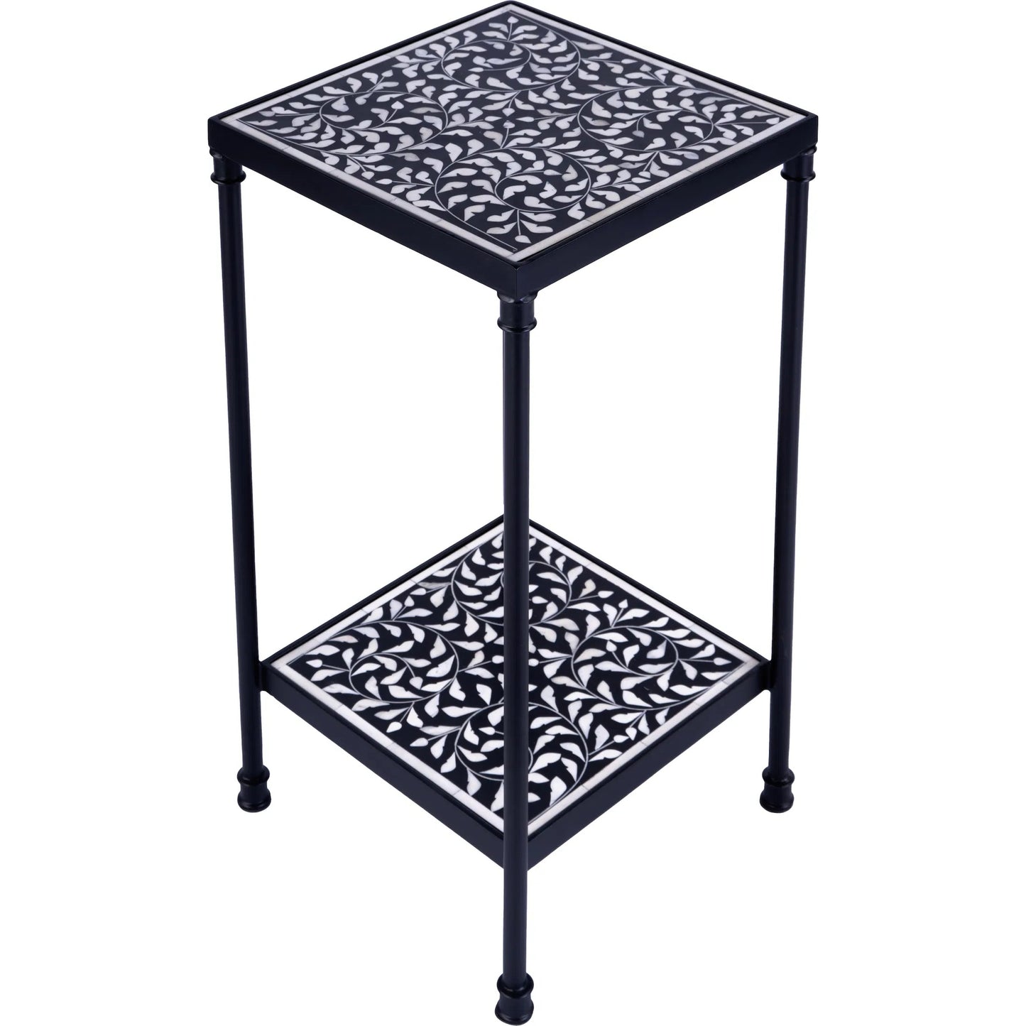 004 SI-2324913 | Additional Silo | Lana Side Table by Butler Specialty Company in black, white. Made from metal, resin, bone inlay in a unique style.