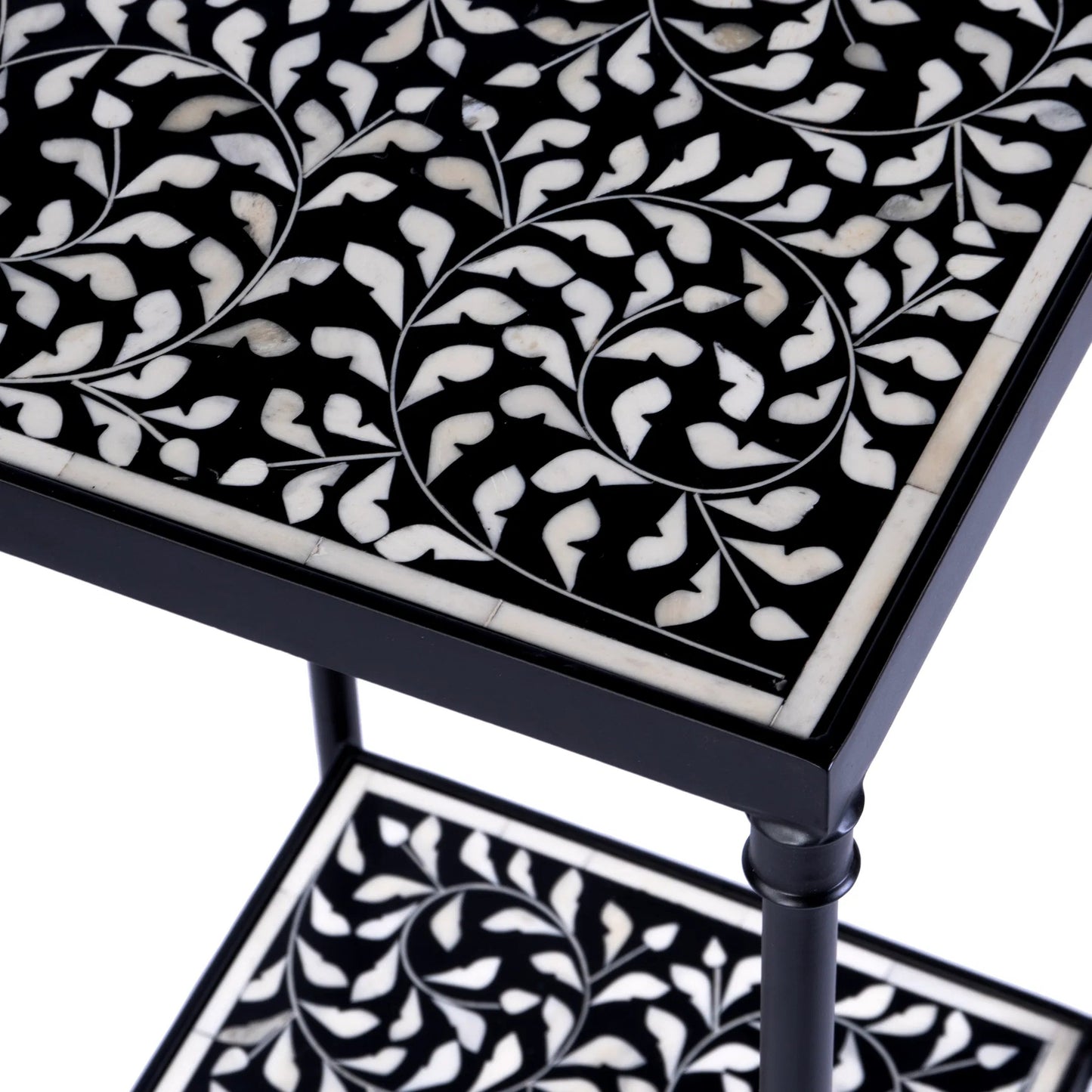005 SI-2324913 | Additional Silo | Lana Side Table by Butler Specialty Company in black, white. Made from metal, resin, bone inlay in a unique style.