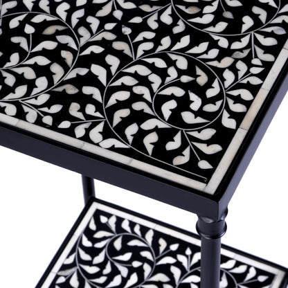 Lana Side Table by Butler Specialty Company in black, white. Made from metal, resin, bone inlay in a unique style.