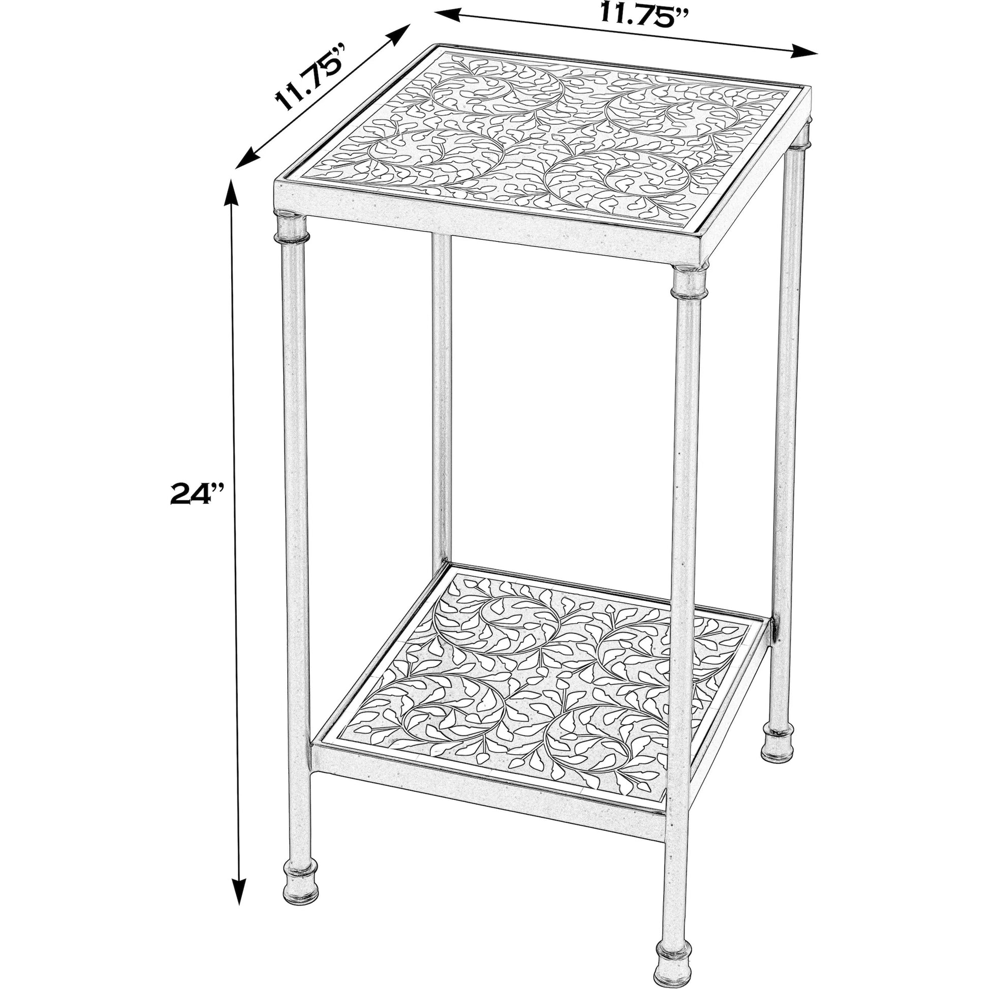 Lana Side Table by Butler Specialty Company in black, white. Made from metal, resin, bone inlay in a unique style.