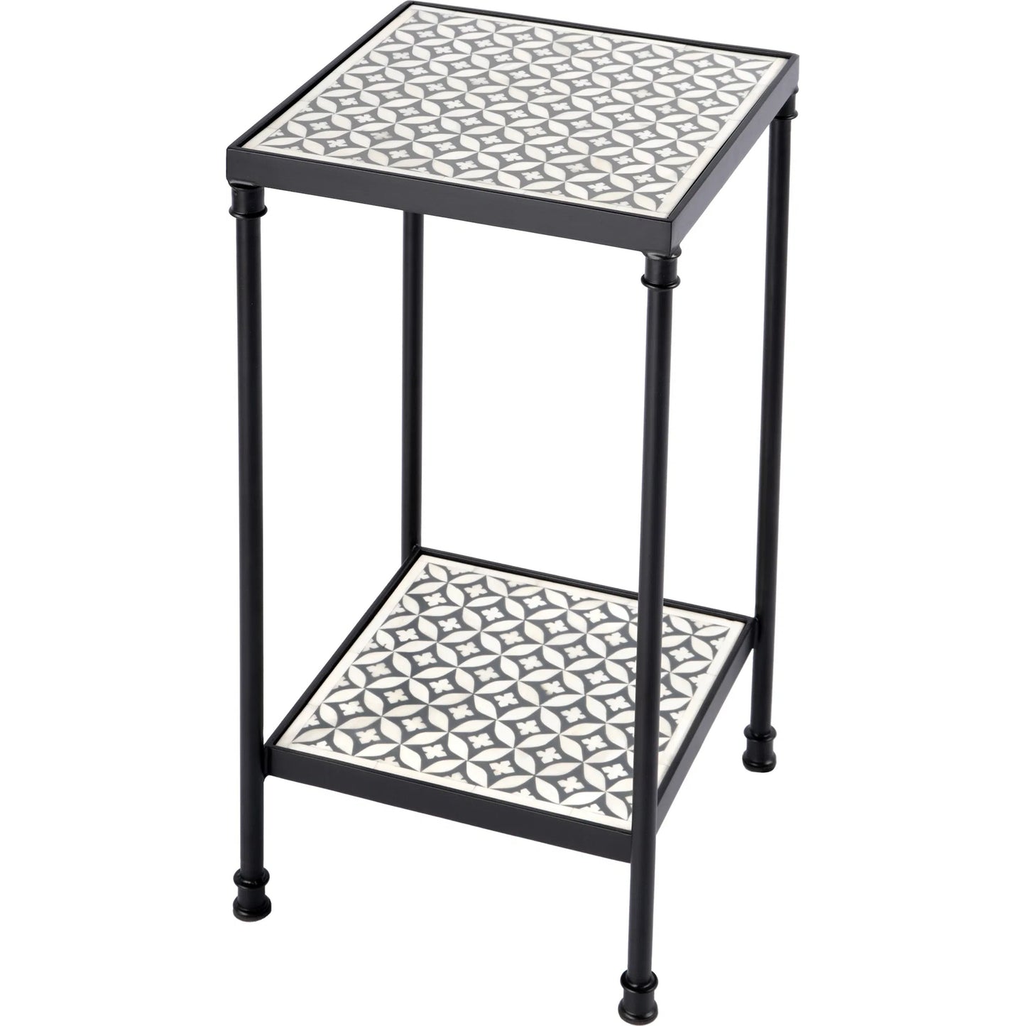 001 SI-2333958 | Primary Silo | Lana Resin and Bone Inlay Side Table by Butler Specialty Company in gray. Made from metal, resin, bone inlay in a unique style.
