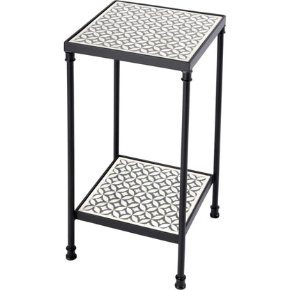 Lana Resin and Bone Inlay Side Table by Butler Specialty Company in gray. Made from metal, resin, bone inlay in a unique style.
