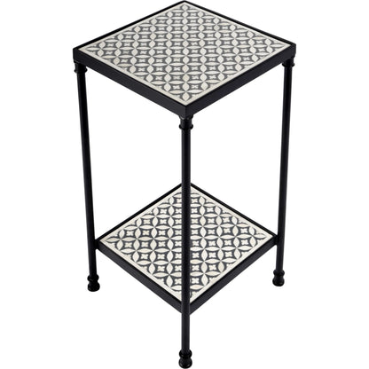 Lana Resin and Bone Inlay Side Table by Butler Specialty Company in gray. Made from metal, resin, bone inlay in a unique style.