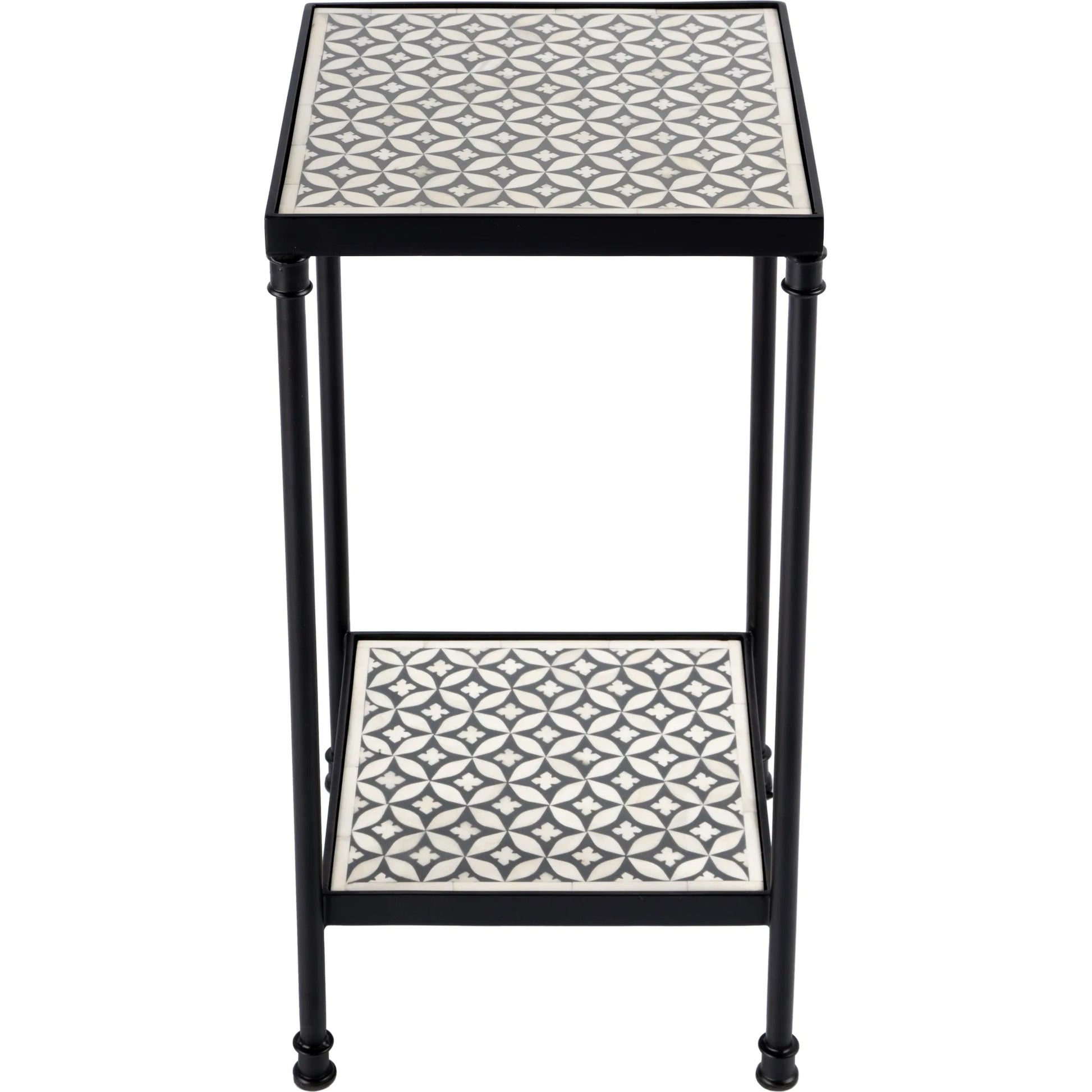 Lana Resin and Bone Inlay Side Table by Butler Specialty Company in gray. Made from metal, resin, bone inlay in a unique style.