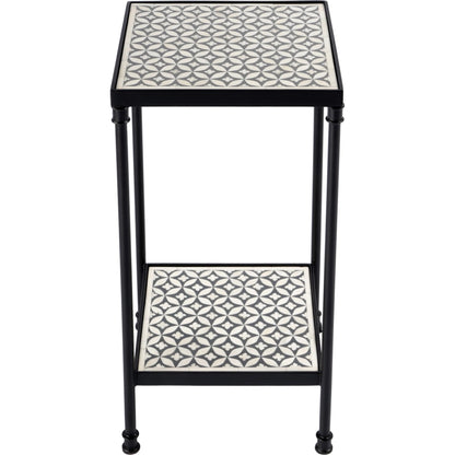 Lana Resin and Bone Inlay Side Table by Butler Specialty Company in gray. Made from metal, resin, bone inlay in a unique style.