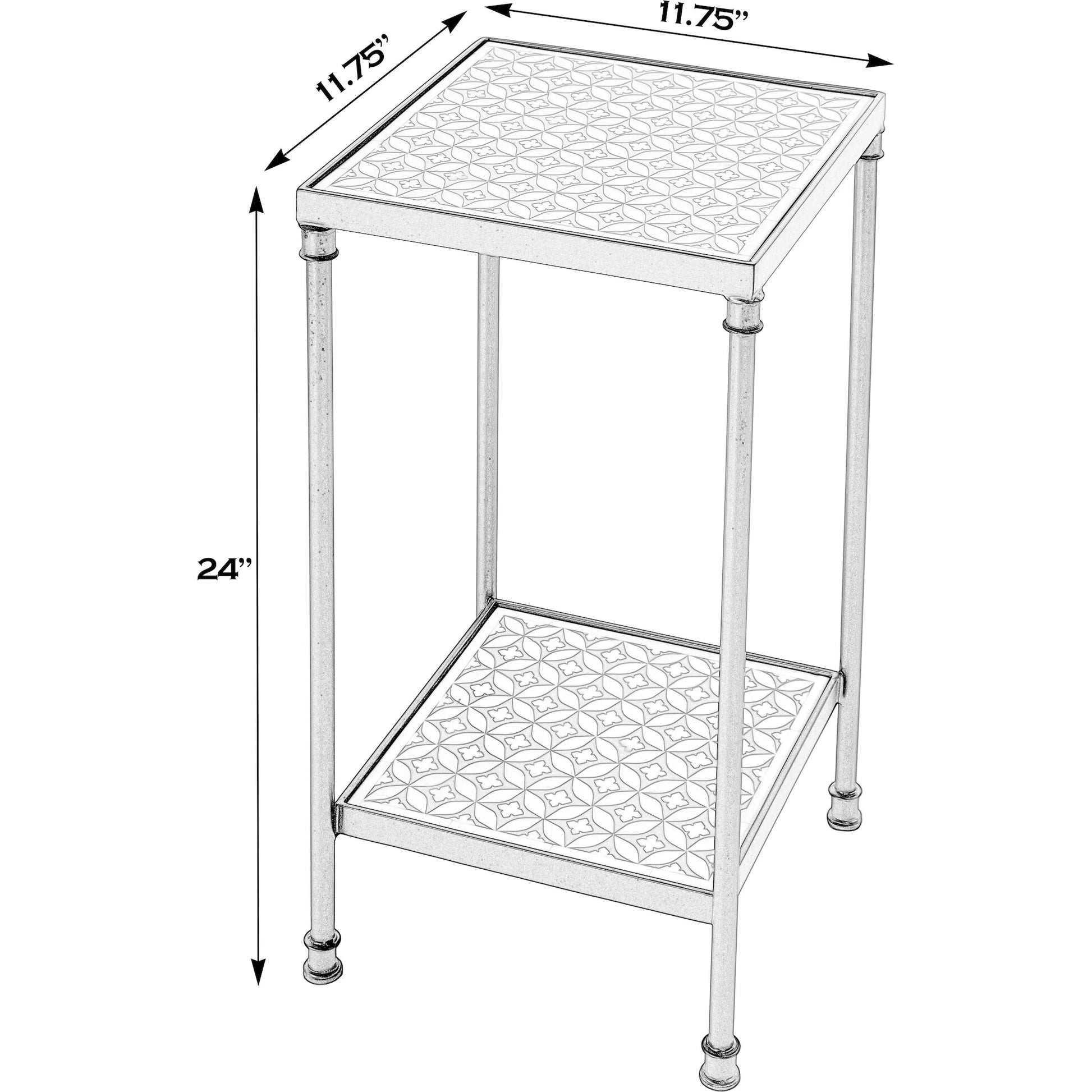 Lana Resin and Bone Inlay Side Table by Butler Specialty Company in gray. Made from metal, resin, bone inlay in a unique style.