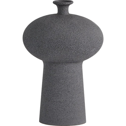 Folk Ovoid Vase by Global Views in black stone. Made from earthenware in a modern style.