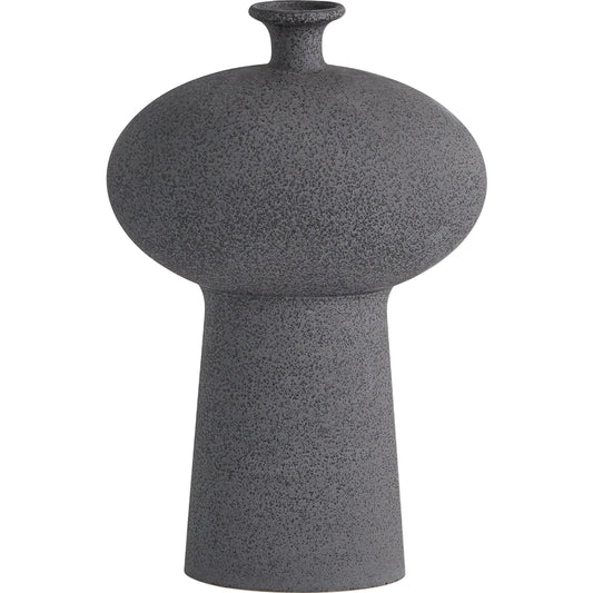 Folk Ovoid Vase by Global Views in black stone. Made from earthenware in a modern style.