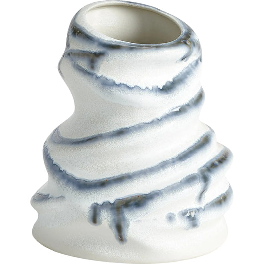 Melting Vase by Global Views in indigo drip. Made from porcelain in a modern style.