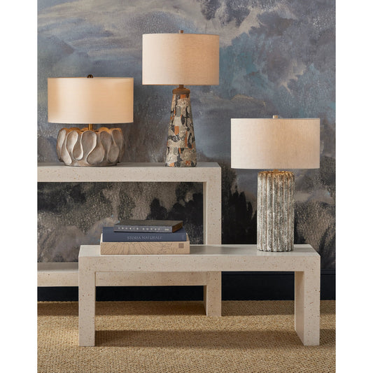 Boudoirs Table Lamp by Currey and Company in dark gray, off-white. Made from concrete in a modern style.