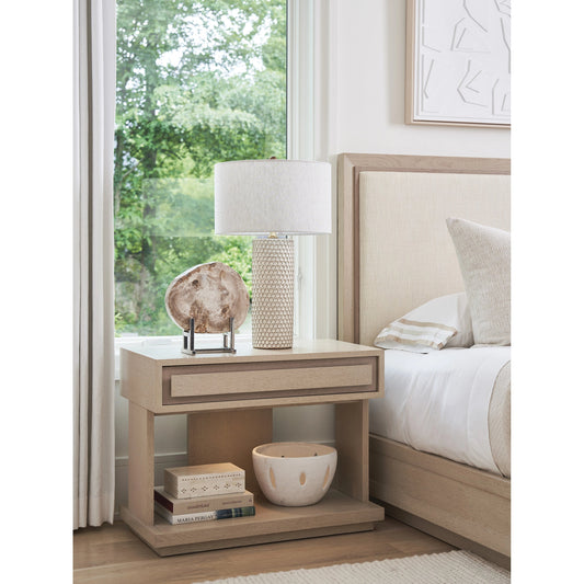 Gavin Nightstand by Tommy Bahama Home in sand drift. Made from unique in a transitional style.