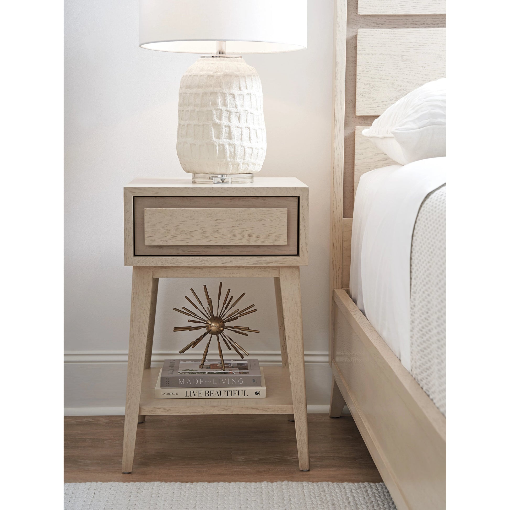 Darcey Night Table by Tommy Bahama Home in sand drift. Made from unique in a modern style.
