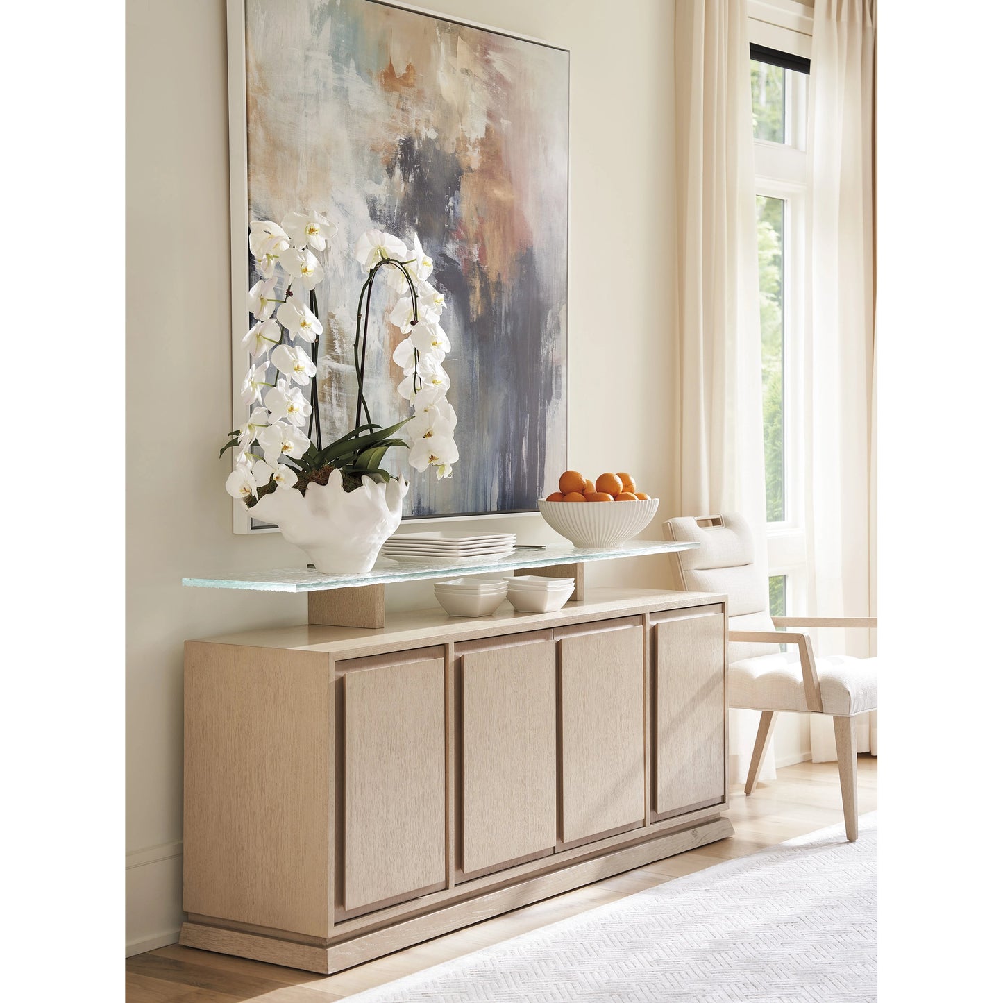 010 SI-2136883 | Lifestyle | Callum Buffet by Tommy Bahama Home in sand drift. Made from unique in a modern style.