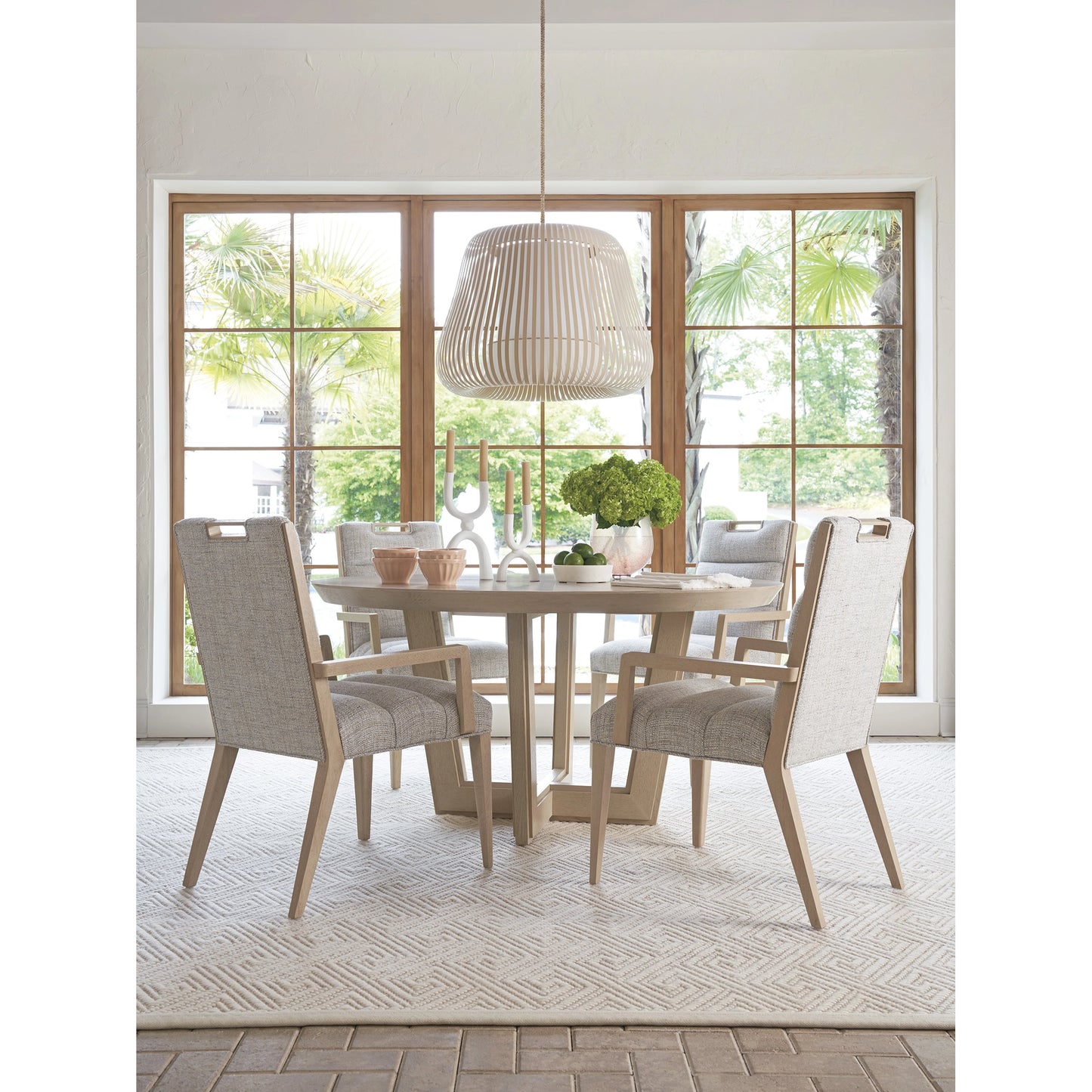 025 SI-2136894 | Lifestyle | Aiden Channeled Upholstered Arm Chair by Tommy Bahama Home in sand drift. Made from unique in a modern style.
