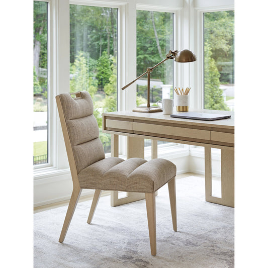 Aiden Channeled Upholstered Side Chair by Tommy Bahama Home in sand drift. Made from unique in a modern style.
