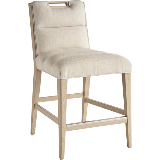 Greer Channeled Upholstered Counter Stool by Tommy Bahama Home in biscayne and sand drift. Made from unique in a modern style.