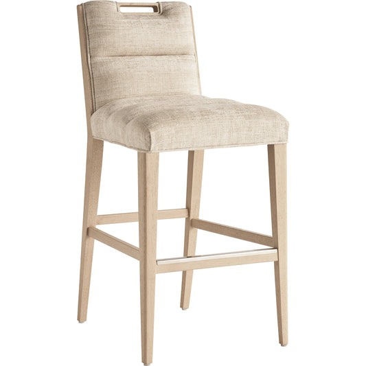 Greer Channeled Upholstered Bar Stool by Tommy Bahama Home in sand drift. Made from unique in a modern style.
