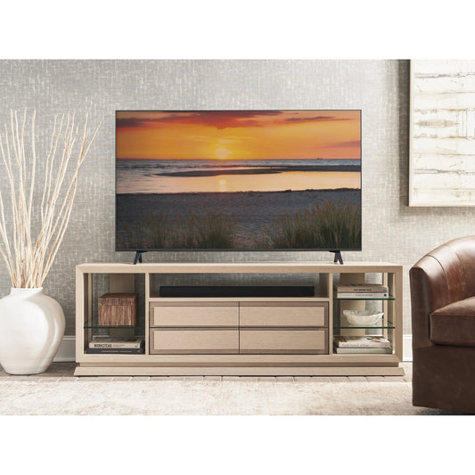 Carson Media Console by Tommy Bahama Home in sand drift. Made from unique in a modern style.