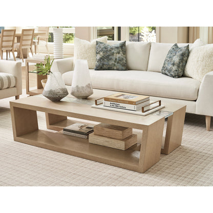 Fischer Rectangular Cocktail Table by Tommy Bahama Home in sand drift. Made from unique in a transitional style.