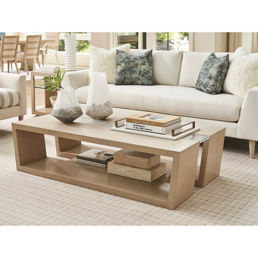 Fischer Rectangular Cocktail Table by Tommy Bahama Home in sand drift. Made from unique in a transitional style.