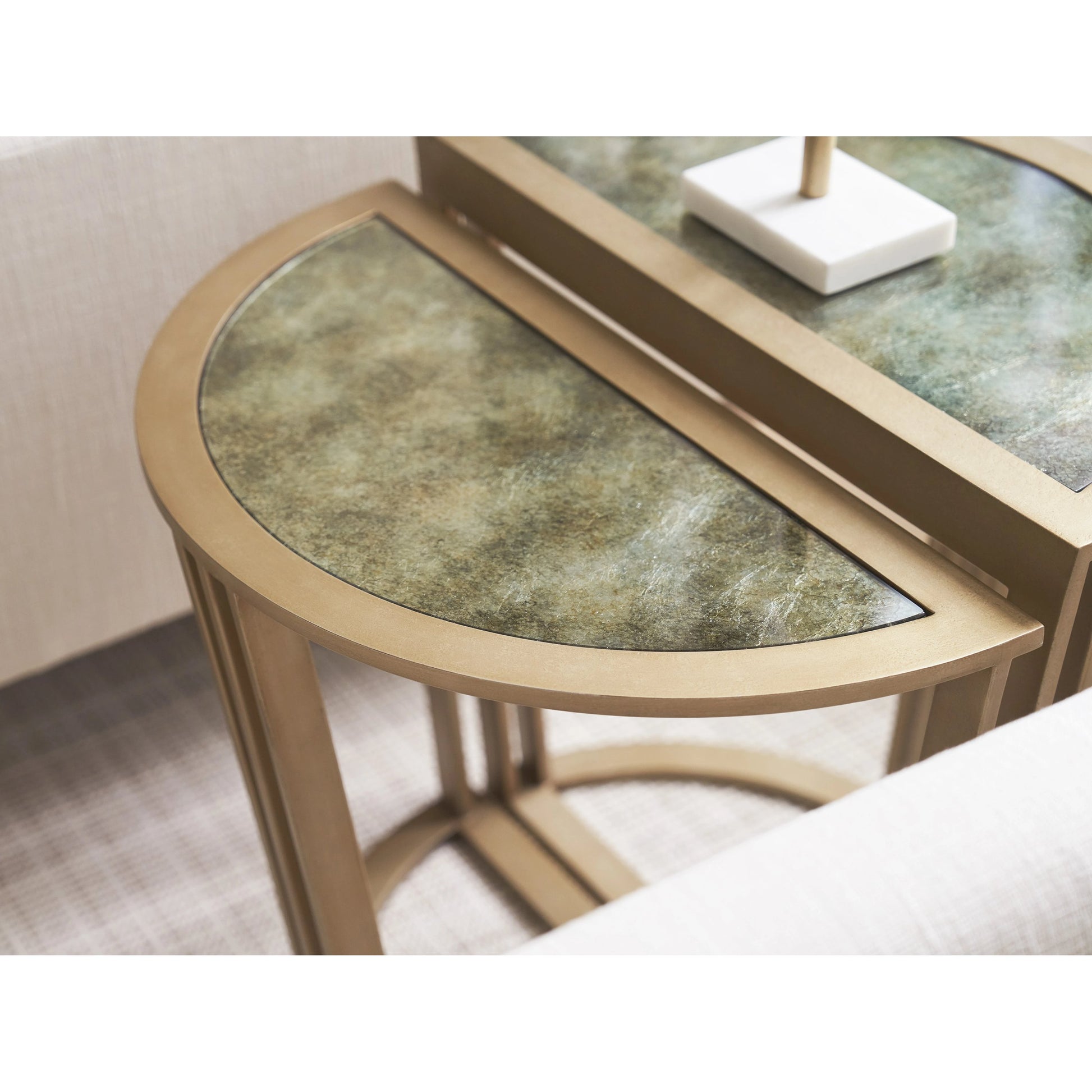 Brooke Bunching Accent Tables by Tommy Bahama Home in champagne. Made from unique in a modern style.