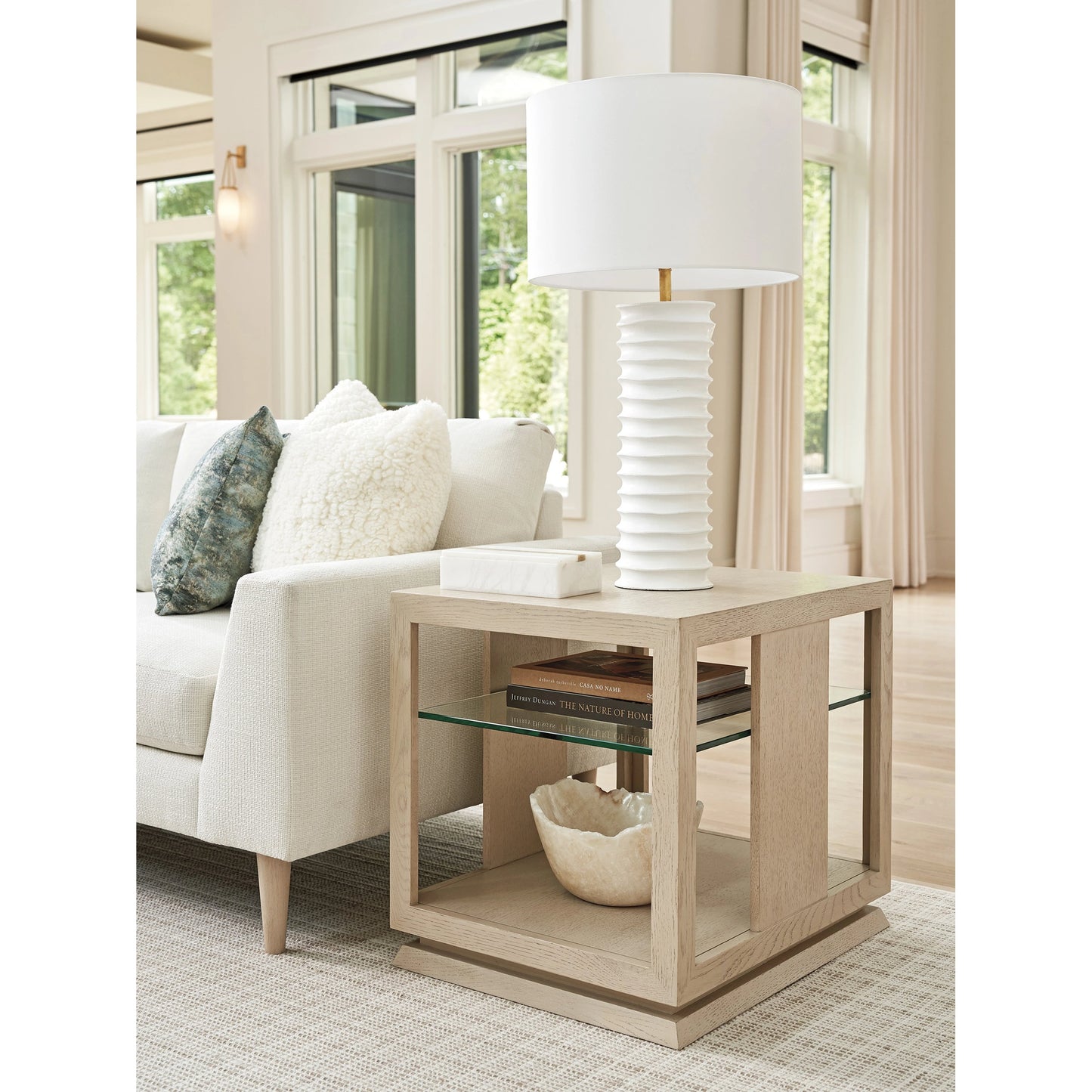005 SI-2136906 | Lifestyle | Benson Lamp Table by Tommy Bahama Home in sand drift. Made from unique in a modern style.