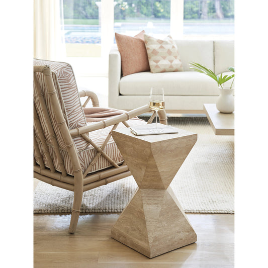 Shea Faceted Accent Table by Tommy Bahama Home in sand drift. Made from unique in a modern style.