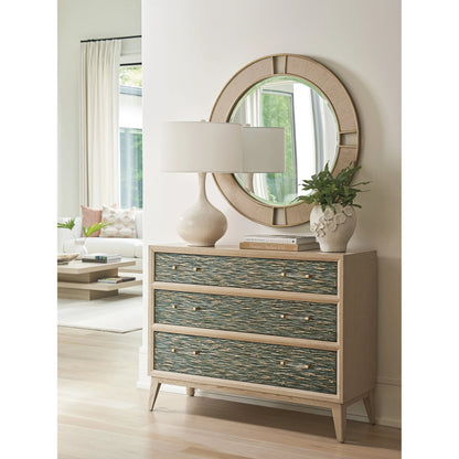 Nina Round Mirror by Tommy Bahama Home in sand drift. Made from unique in a cottage & farmhouse style.