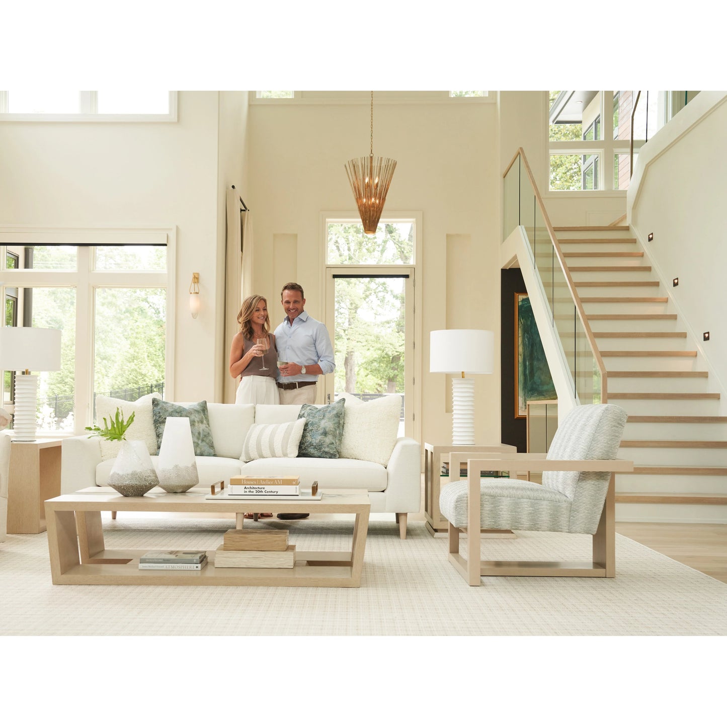 010 SI-2136902 | Lifestyle | Fischer Rectangular Cocktail Table by Tommy Bahama Home in sand drift. Made from unique in a transitional style.