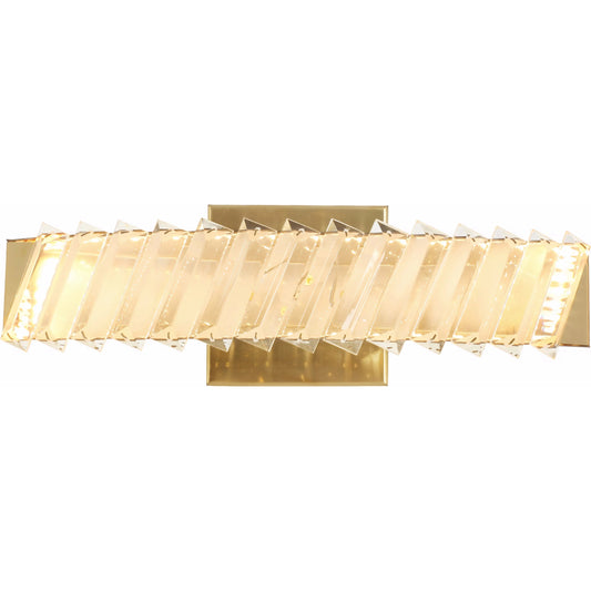 Golden Ratio LED Crystal Bath / Vanity / Wall Sconce by Varaluz in gold. Made from aluminum, crystal in a unique style.