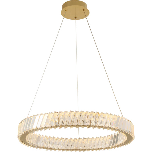 Golden Ratio LED Crystal Pendant by Varaluz in gold. Made from aluminum, crystal in a unique style.