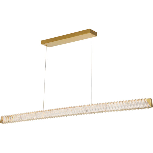 Golden Ratio LED Crystal Linear Pendant by Varaluz in gold. Made from aluminum, crystal in a unique style.