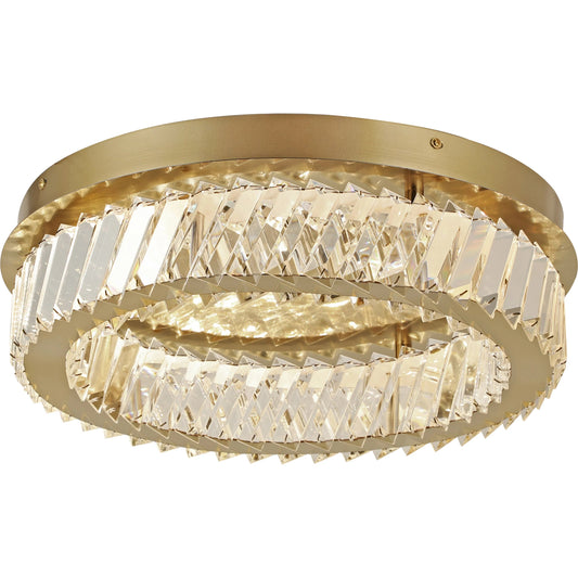 Golden Ratio LED Crystal Flush Mount by Varaluz in gold. Made from aluminum, crystal in a unique style.